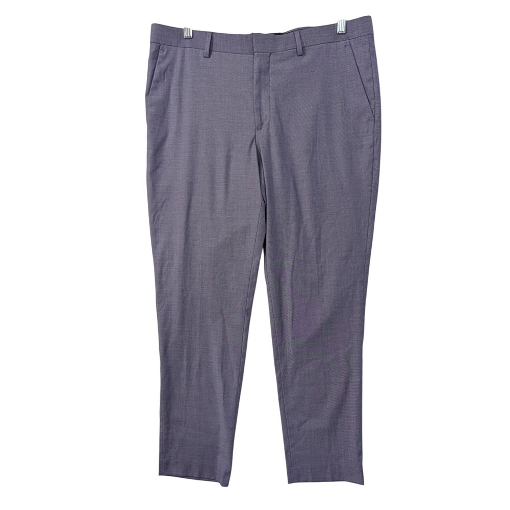 Express Performance Dress Pants Mens 33x30 Purple Extra Stretch Slim Flat Front
